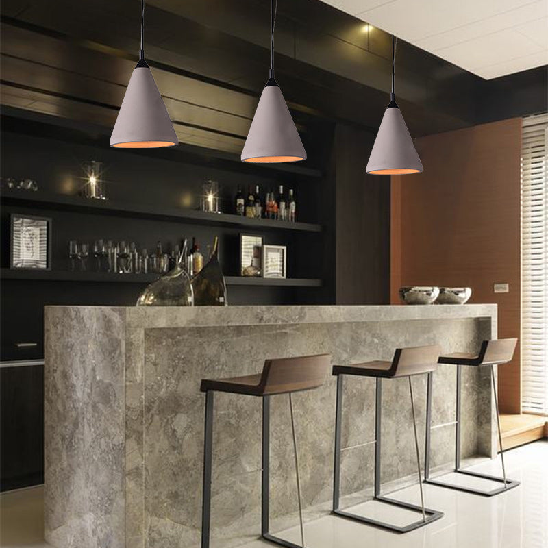 Conical Down Lighting Pendant Modern Style Cement 1 Light Hanging Light Fixtures in Grey