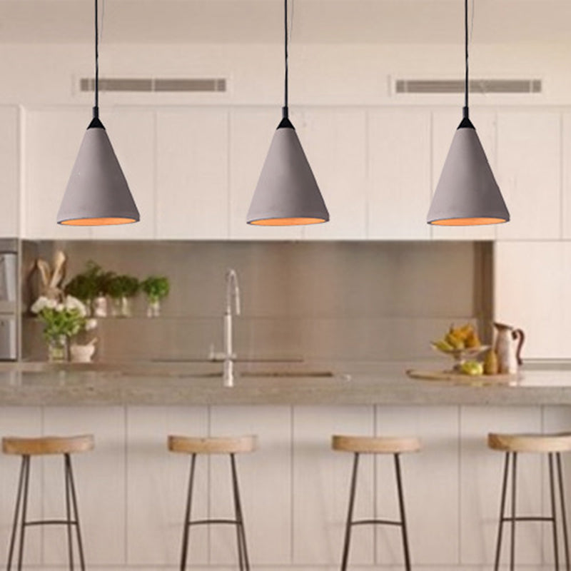 Conical Down Lighting Pendant Modern Style Cement 1 Light Hanging Light Fixtures in Grey