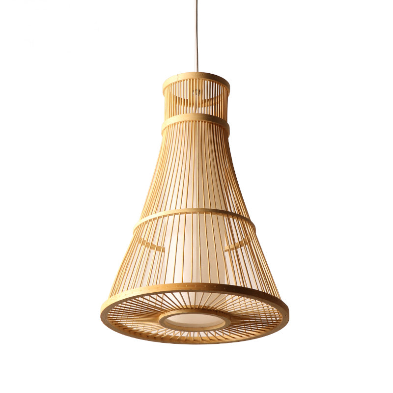 1 bulbo tromba sospesa Asia Asia Bamboo Apparecchiatura di illuminazione sospesa a beige per il ristorante