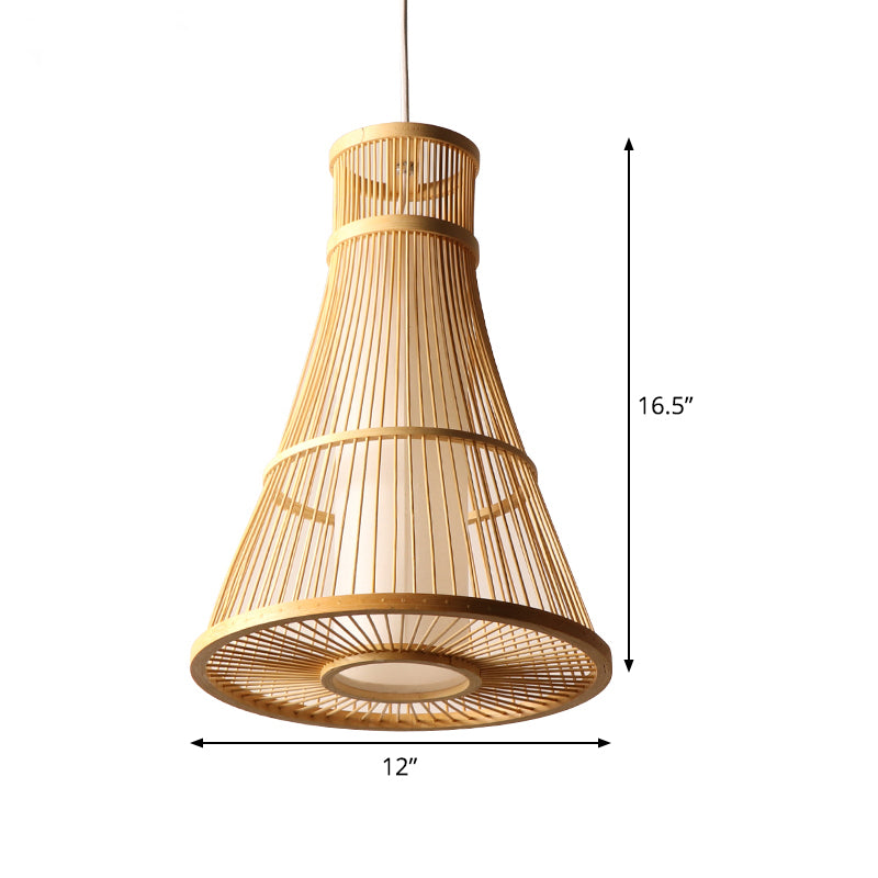 1 bulbo tromba sospesa Asia Asia Bamboo Apparecchiatura di illuminazione sospesa a beige per il ristorante