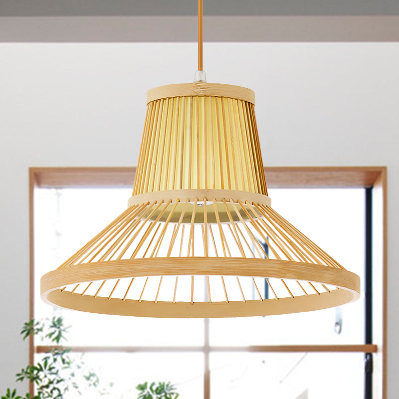 1 Terpetta Tromba appesa alla luce del sud-est asiatico Bamboo Spender Lighting Freet in beige