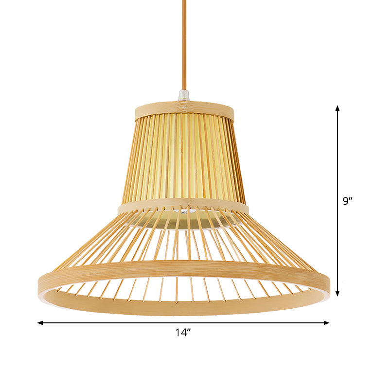 1 Terpetta Tromba appesa alla luce del sud-est asiatico Bamboo Spender Lighting Freet in beige