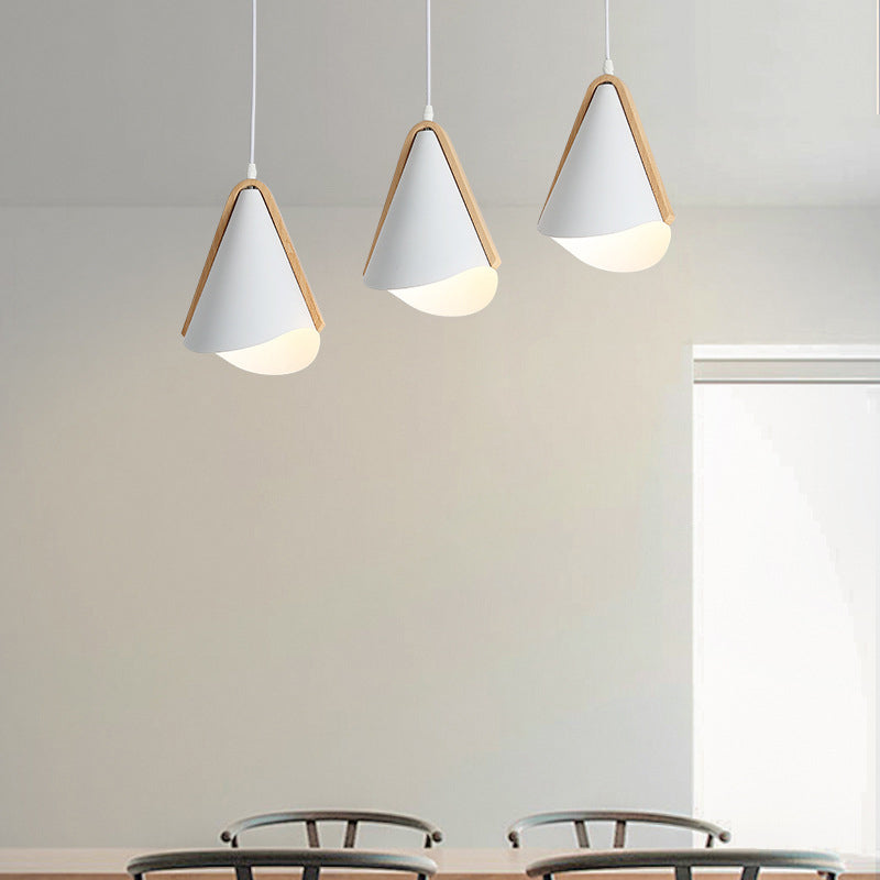 Cone Shade 3-Lights Modern Simple LED Style Hanging Ceiling Lights in White