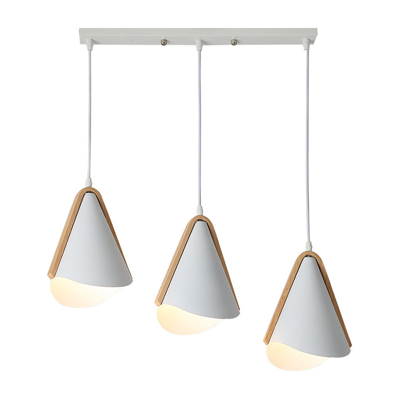 Cone Shade 3-Lights Modern Simple LED Style Hanging Ceiling Lights in White