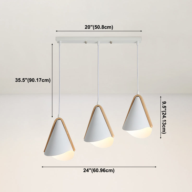 Cone Shade 3-Lights Modern Simple LED Style Hanging Ceiling Lights in White