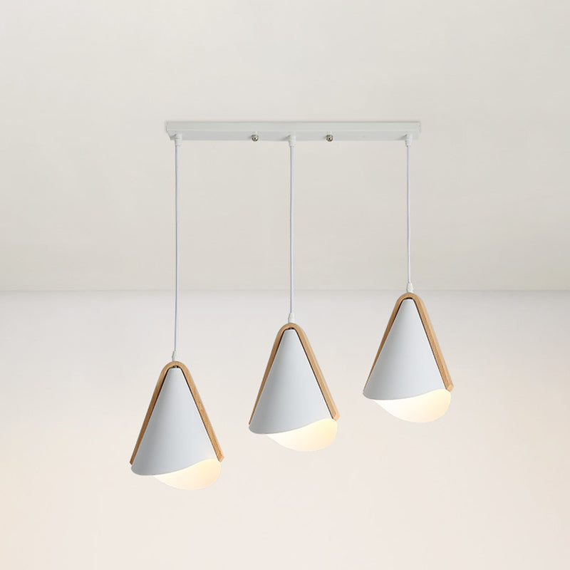 Cone Shade 3 Lights Modern Simple LED Style suspendu plafonniers en blanc