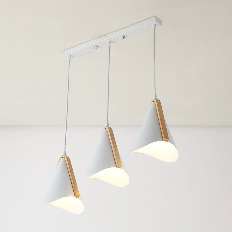 Cone Shade 3-Lights Modern Simple LED Style Hanging Ceiling Lights in White