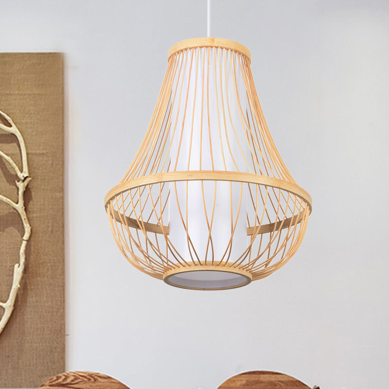 Luce a soffitto di lacrima Bamboo giapponese 1 Bulb Lulb Lughe a sospensione Apparecchiatura con tonalità di pergamena bianca tubolare