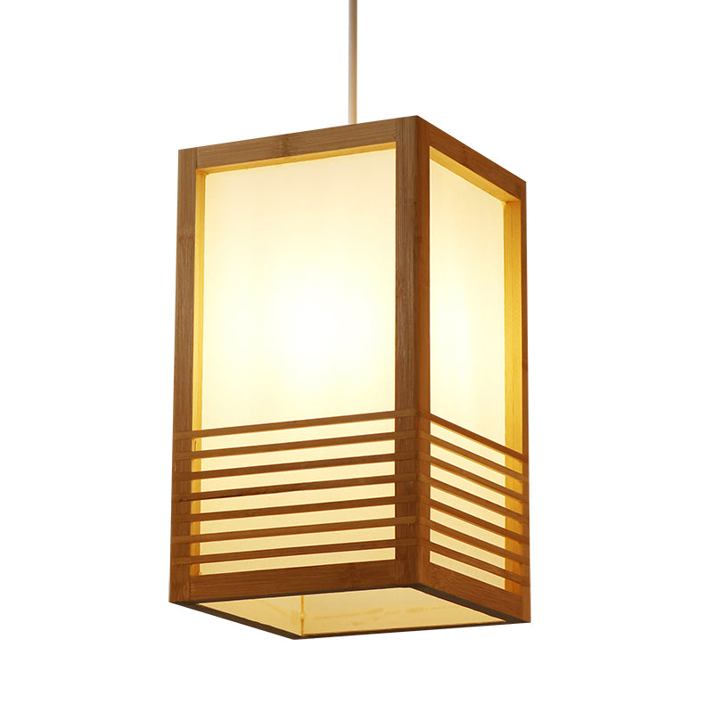 1 tête pendante rectangulaire éclairage de plafond en bois japonais lumière suspendue en beige