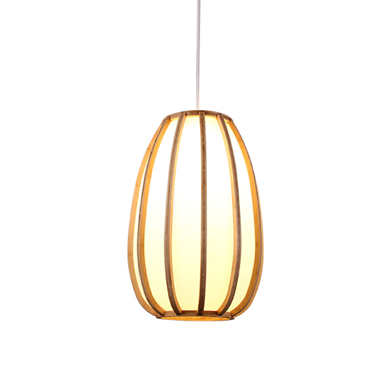 BEIGE Teachrop Hanging Light Asian 1 Bulb Wood Imposto a sospensione per la sala da pranzo