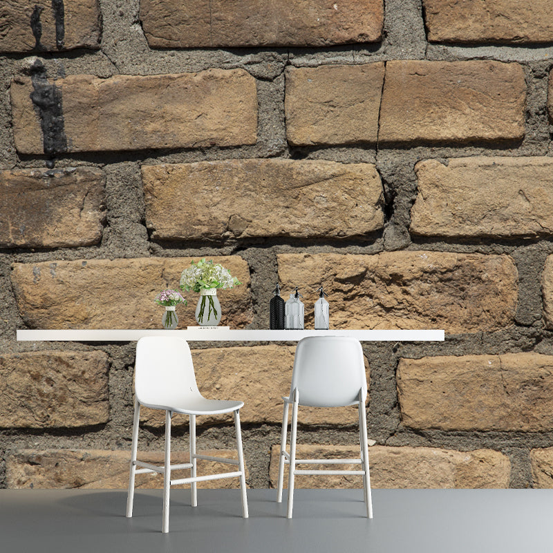 Soft Coor Brick Wall Mural Industrial Wallpaper Whole Wall Decor for Living Room