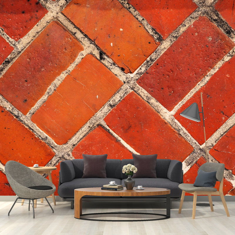 Soft Coor Brick Wall Mural Industrial Wallpaper Whole Wall Decor for Living Room