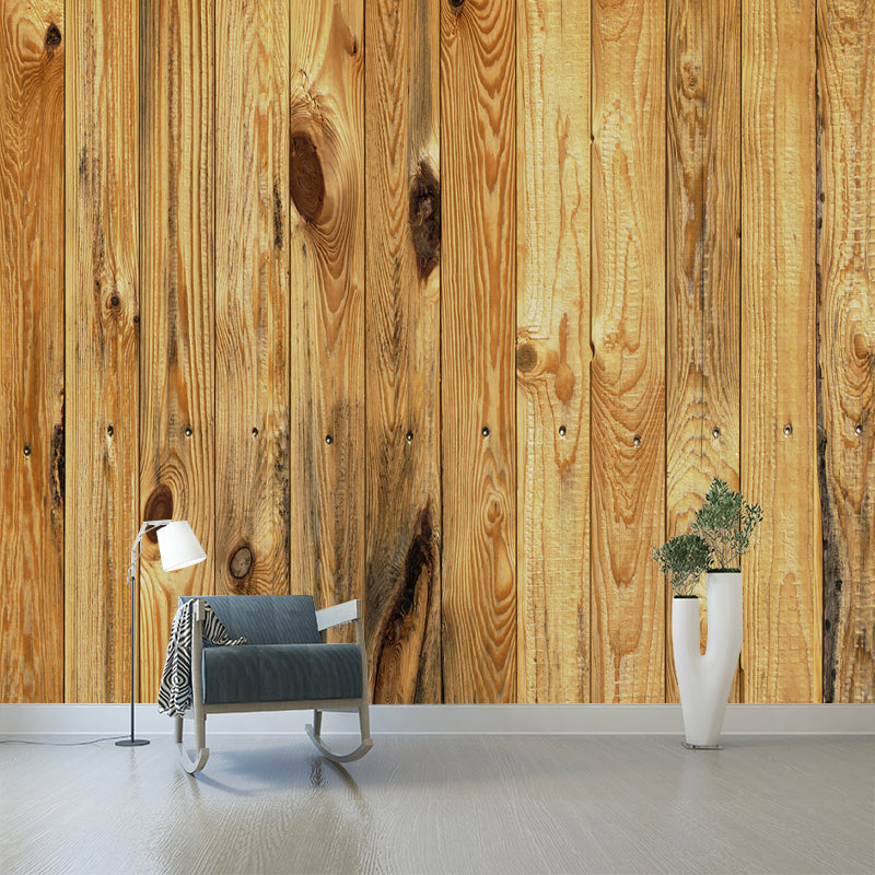 Customized Mildew Resistant Wall Mural Soft Color Wood Textured Pattern Wall Covering