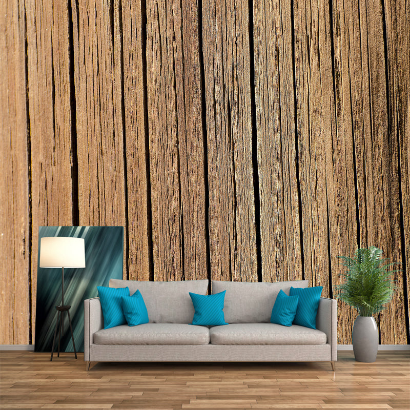 Dark Coor Wood Look Mural Industrial Wallpaper Whole Wall Decor for Dining Room
