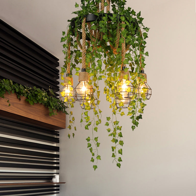 Metalen kale lamp hanger kroonluchter antieke 6 bollen restaurant planten plafond ophanging lamp in zwart