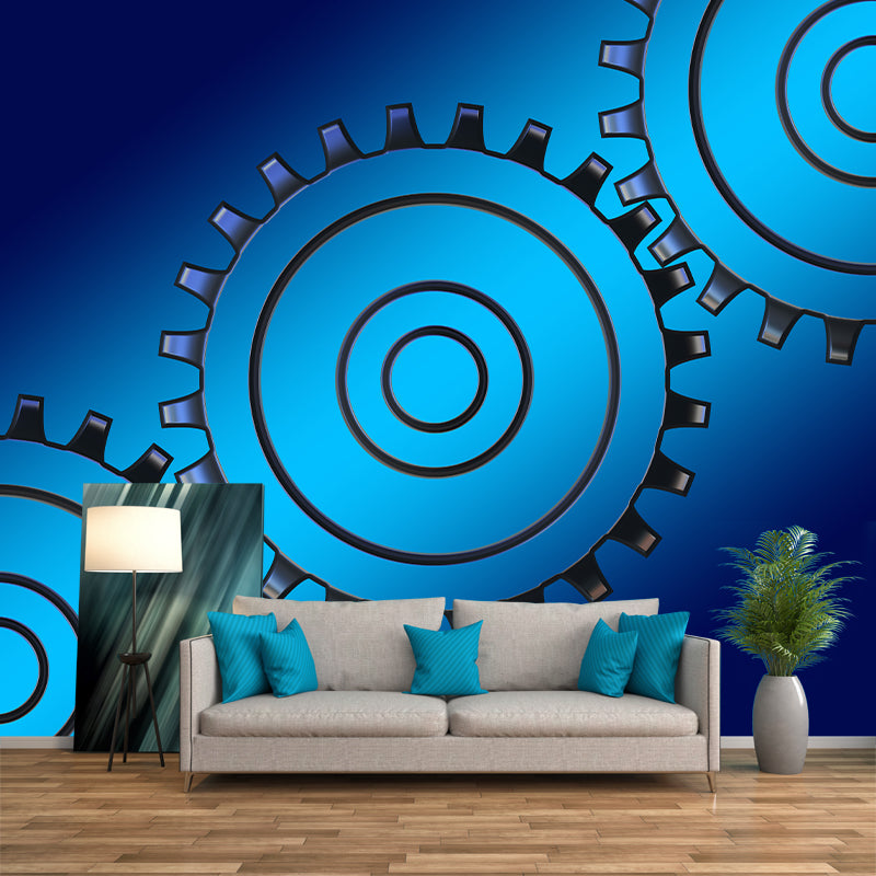Gear Illustration Mural Wallpaper Stain-Resistant Wall Decor for Living Room