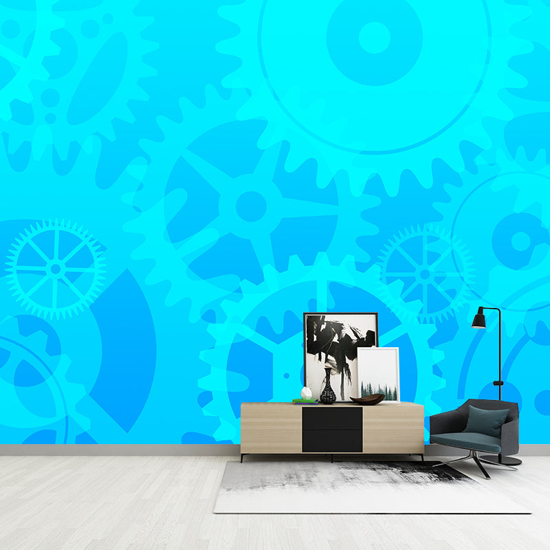 Industrial Style Gear Illustration Wall Covering Murals for Living Room, Customized Size