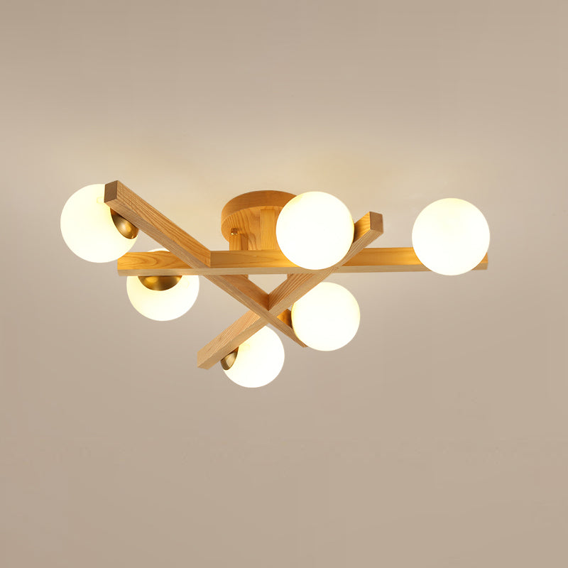 Holzdreieck Halbflush Mount Leuchte Nordische Halbflush -Halterung Licht für Wohnzimmer