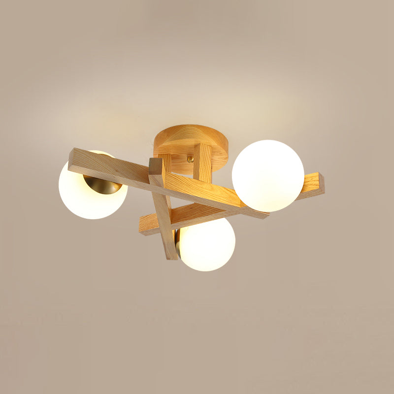 Houten driehoek semi -flush montage verlichting Noordse semi -flush mount licht voor woonkamer