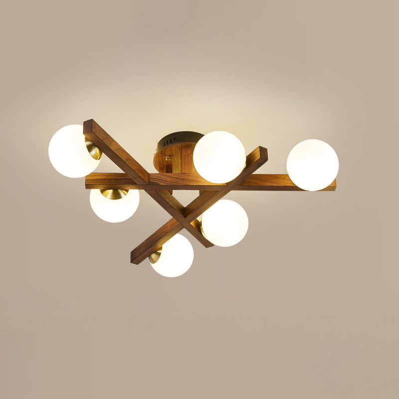 Holzdreieck Halbflush Mount Leuchte Nordische Halbflush -Halterung Licht für Wohnzimmer