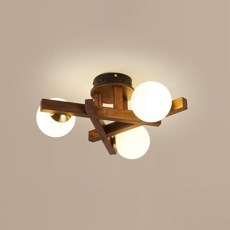 Holzdreieck Halbflush Mount Leuchte Nordische Halbflush -Halterung Licht für Wohnzimmer