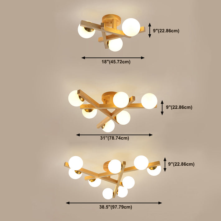 Holzdreieck Halbflush Mount Leuchte Nordische Halbflush -Halterung Licht für Wohnzimmer