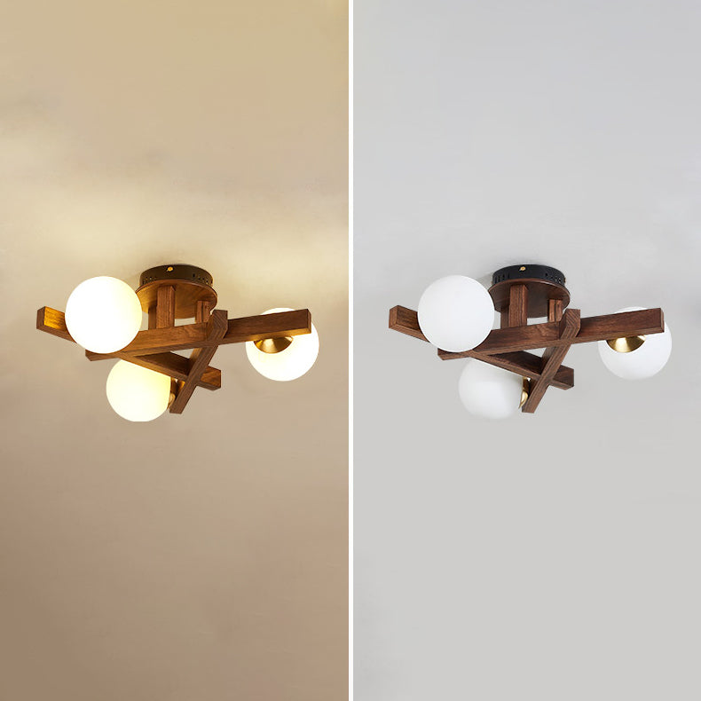 Holzdreieck Halbflush Mount Leuchte Nordische Halbflush -Halterung Licht für Wohnzimmer