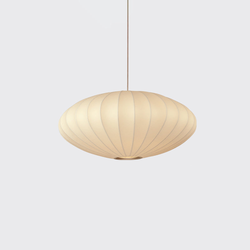 Minimalist Pendant Ceiling Light White Lantern Hanging Light Fixture with Fabric Shade