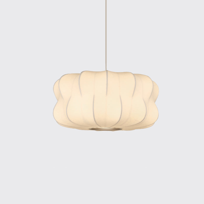 Minimalist Pendant Ceiling Light White Lantern Hanging Light Fixture with Fabric Shade