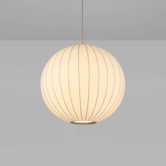 Minimalist Pendant Ceiling Light White Lantern Hanging Light Fixture with Fabric Shade