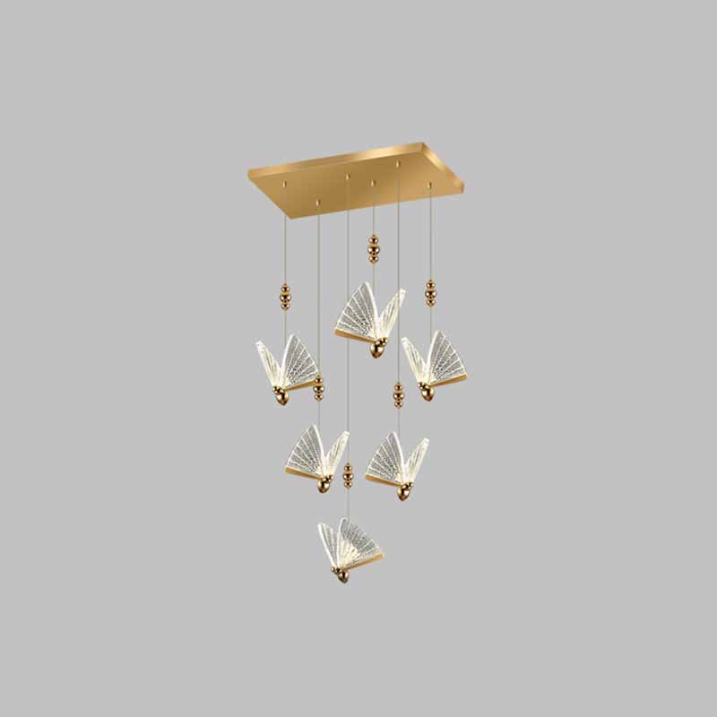 Modern Butterfly Pendant Light Fixture Metal LED Bedroom Pendant Ceiling Light in Clear