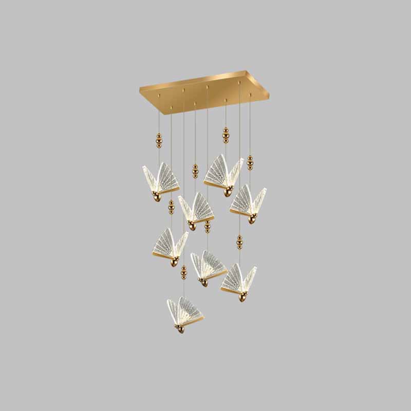 Modern Butterfly Pendant Light Fixture Metal LED Bedroom Pendant Ceiling Light in Clear