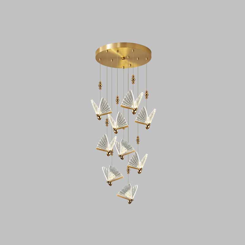 Modern Butterfly Pendant Light Fixture Metal LED Bedroom Pendant Ceiling Light in Clear