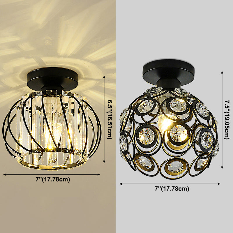 Round Aisle Ceiling Mounted Fixture Crystal Minimalist Style Ceiling Mount Light Fixture