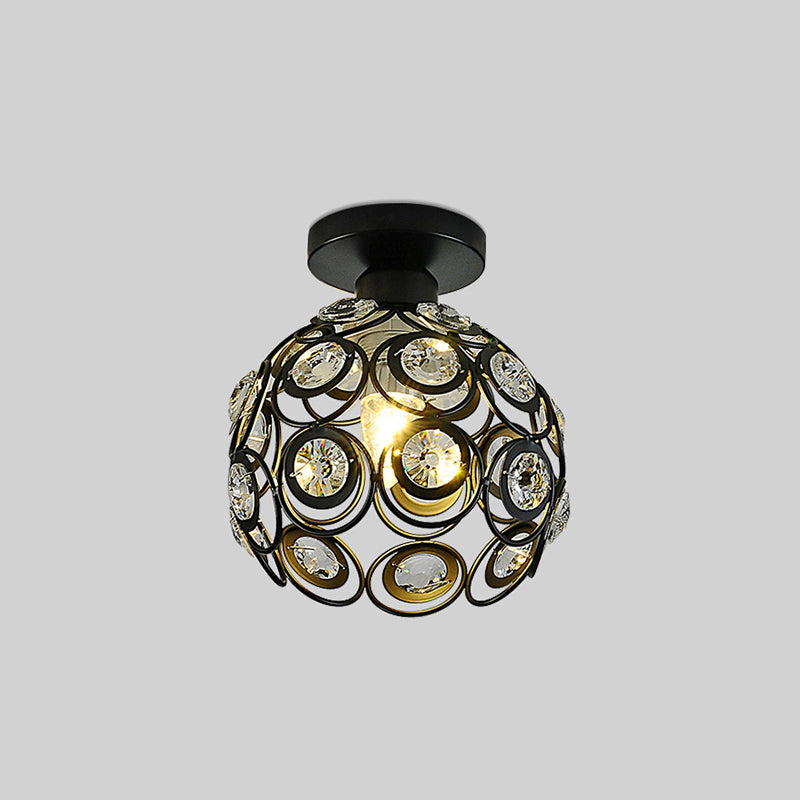 Round Aisle Ceiling Mounted Fixture Crystal Minimalist Style Ceiling Mount Light Fixture