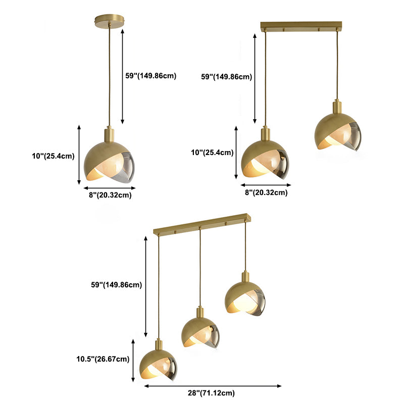 Lámpara colgante de techo de 1 cabezal luz de techo de metal posmoderno para dormitorio de comedor