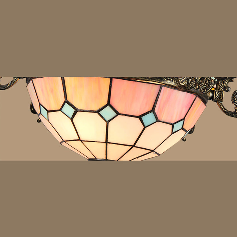 Horn shape Ceiling Pendant Tiffany Style Victorian Stained Glass Chandelier for Hotel