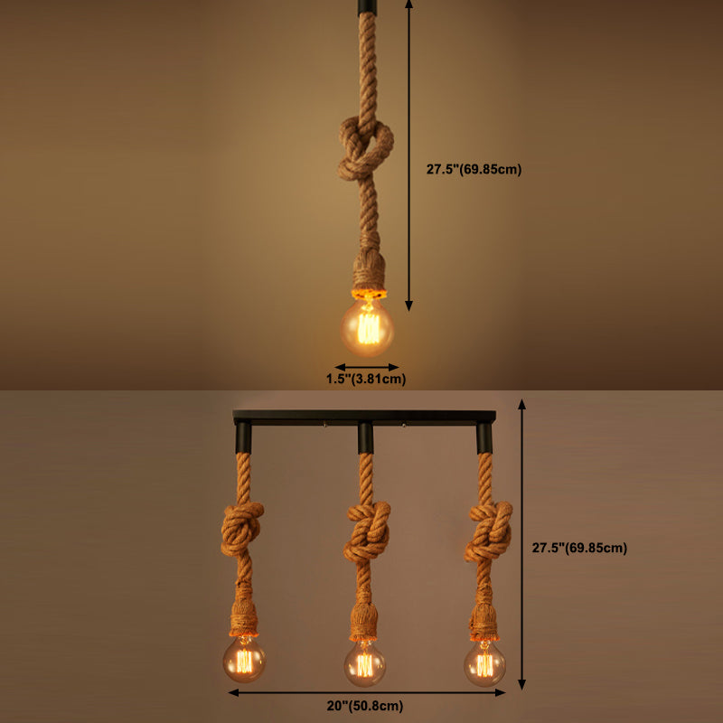 Luz de colgante de cuerda de cáñamo retro de estilo industrial americano de colgilla loft lámpara