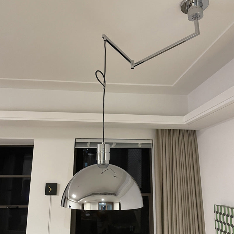 Warehouse Style Bowl Shade Pendant Lamp 1 Head Metal Hanging Light with Movable Design