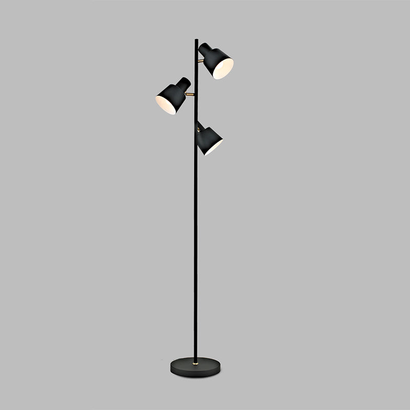 Black Tapered Schattenbodenbeleuchtung Nordischer Stil Metallic Stehlampe mit verstellbarer Gelenk