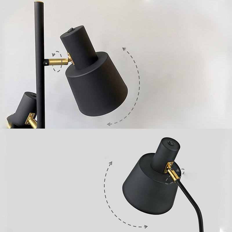 Black Conined Shade Floor Light Nordic Nordic Metallic Standing Lampe avec joint réglable