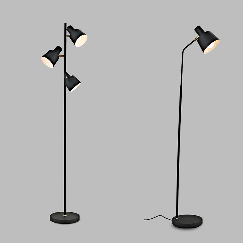 Black Tapered Shade Floor Light Nordic Style Metallic Standing Lamp with Adjustable Joint