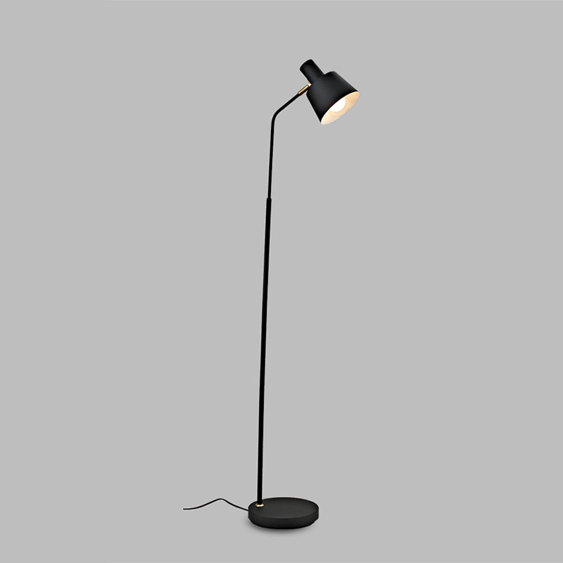 Black Tapered Shade Floor Light Nordic Style Metallic Standing Lamp with Adjustable Joint