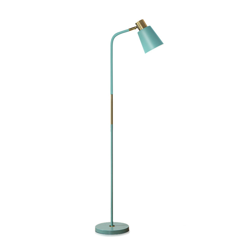 Macaron Color Tapered Floor Lamp Minimalist 1 Bulb Metal Floor Light for Living Room