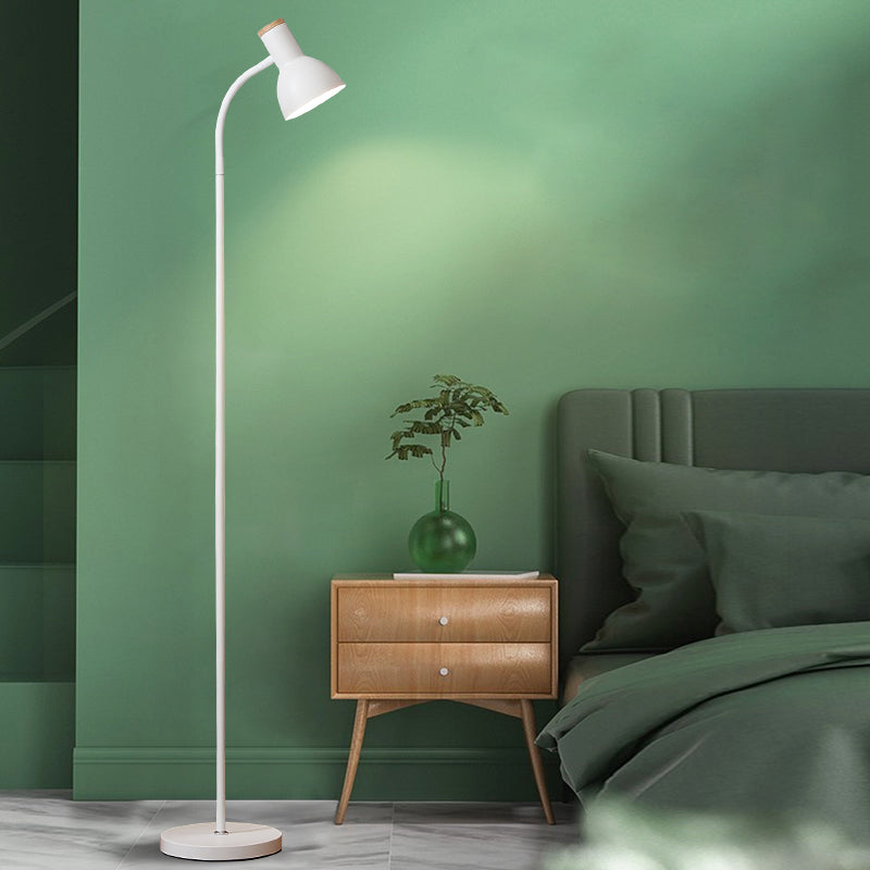 Flexibele kom schaduw bedrag leesvloer licht metallic 1 kop Noordse staande lamp