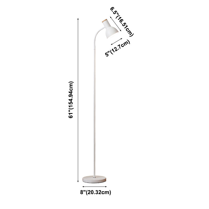 Flexibele kom schaduw bedrag leesvloer licht metallic 1 kop Noordse staande lamp