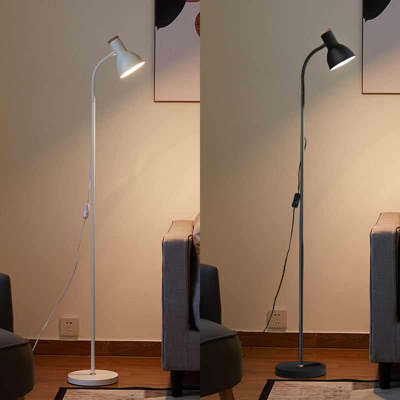 Flexibele kom schaduw bedrag leesvloer licht metallic 1 kop Noordse staande lamp