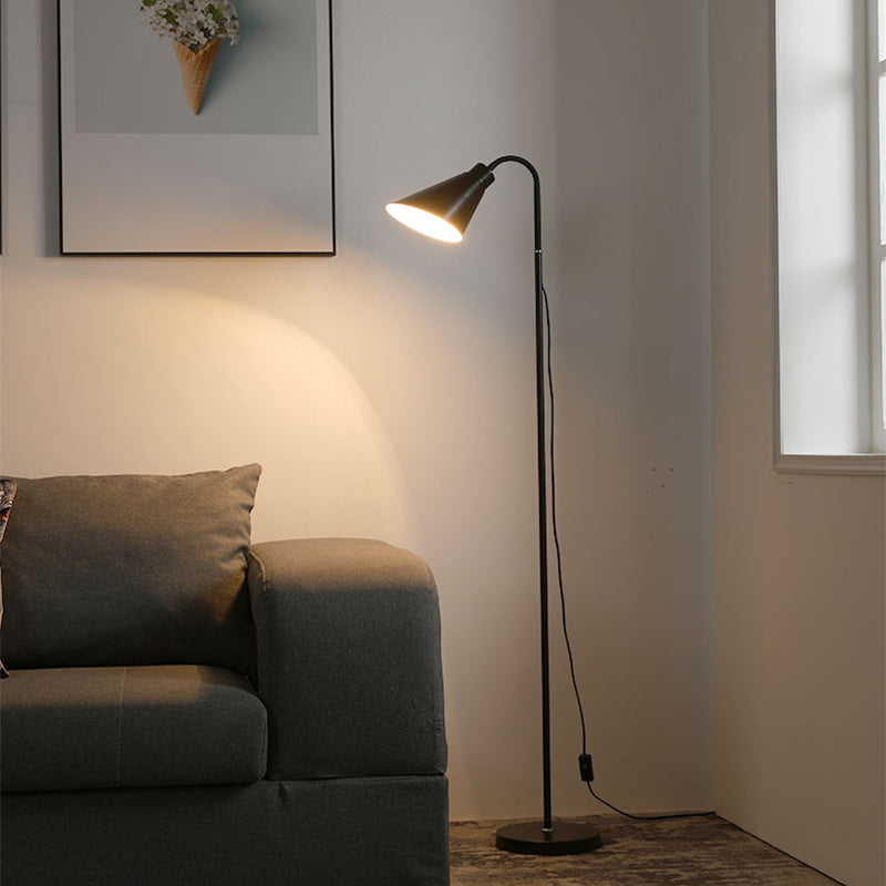 Metal Flexible Gooseneck Floor Lamp Nordic 1 Head Standing Light with Cone Shade