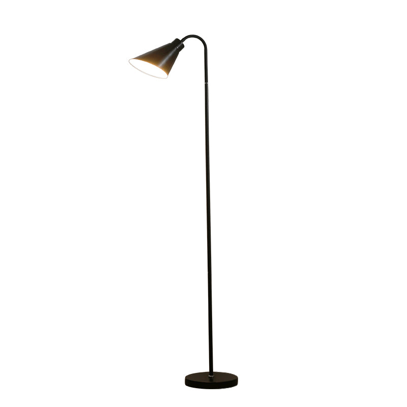 Metal Flexible Gooseneck Floor Lamp Nordic 1 Head Standing Light with Cone Shade