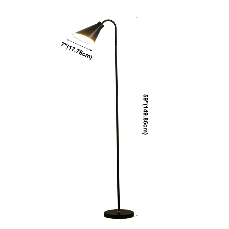 Metal Flexible Gooseneck Floor Lamp Nordic 1 Head Standing Light with Cone Shade